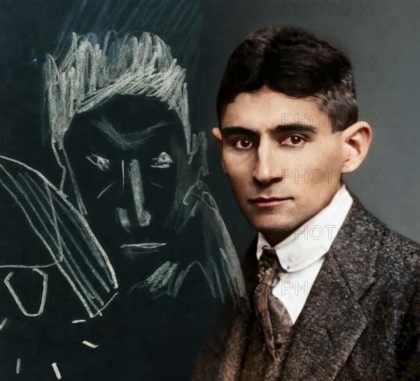 Portrait of Franz Kafka, 1883 – 1924, German-speaking Bohemian novelist, digitally edited according to a photograph