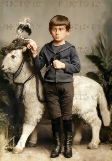 Portrait of Franz Kafka as a child, 5 years old, German-speaking Bohemian novelist, digitally edited according to a photograph