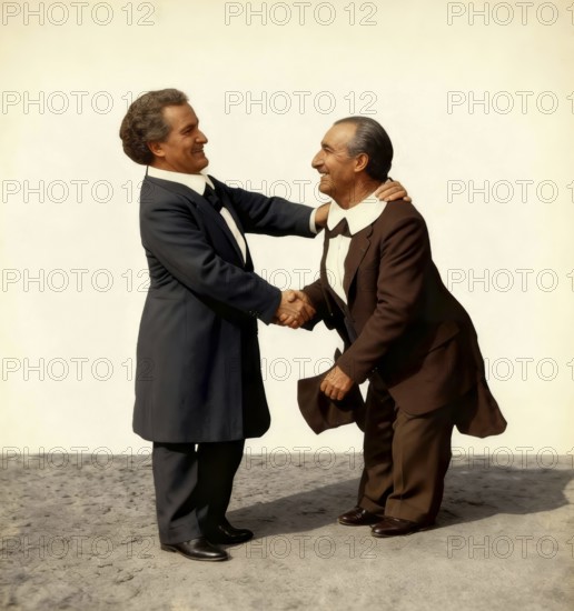 Richard Wagner with Anton Bruckner in Bayreuth, 1873, Silhouette print by Otto Böhler, digitally edited