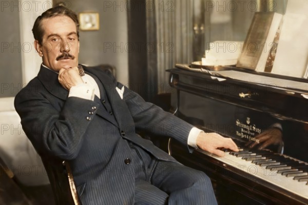Giacomo Puccini, 1858 –1924, Italian composer, digitally edited according to a photograph