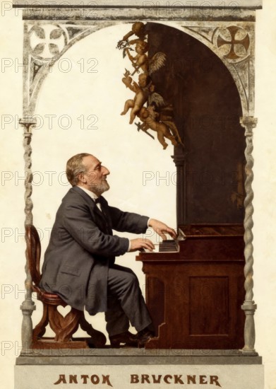 Silhouette portrait of Josef Anton Bruckner, 1824 – 1896, Austrian composer, digitally edited according to a silhouette print by Otto Böhler