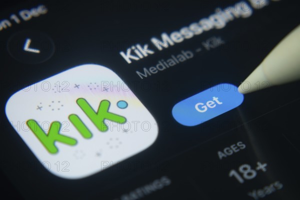 Dhaka, Bangladesh- 01 Dec 2025: A close-up of the Kik app icon in the App Store on an iPad screen