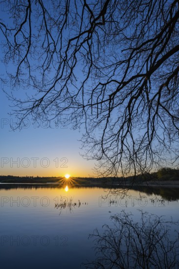 Sunrise at Ahlhorn fish ponds, Ahlhorn, Lower Saxony, Germany