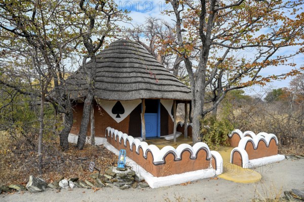 Round cabin, guest accommodation, Planet Baobab, lodge near the village of Gweta, Makgadikgadi Pans National Park, Central District, Botswana
