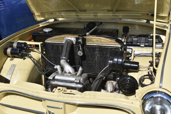 DDR Oldtimer P70 car engine at Oldtimer Exhibition, Prerow, Mecklenburg-Vorpommern