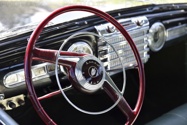 Steering wheel, Lincoln Continental handlebar at Oldtimer Exhibition, Prerow, Mecklenburg-Western Pomerania