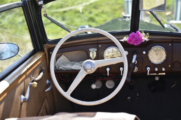 DKW steering wheel at classic car exhibition, Prerow, Mecklenburg-Vorpommern