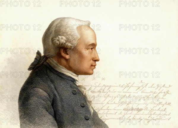 Immanuel Kant, 1724 - 1804, German philosopher of the Enlightenment, digitally altered, Historical manuscript, 1795