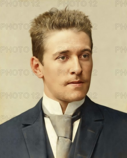 Hugo von Hofmannsthal, 1874-1929, Austrian novelist and poet, digital edited according to a photograph, 1893