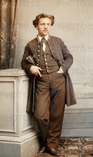 Gabriel Fauré in the uniform of a student at the Ecole Niedermeyer, digitally edited according to a photograph by Charles Reutlinger, 1864