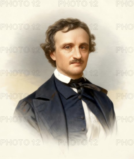 Portrait of Edgar Allan Poe, 1809 – 1849, American writer, digitally edited according to a photograph