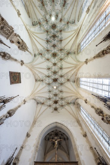 Christ on the Cross, ceiling, choir room, Blaubeuren Abbey, Swabian Jura, Baden-Württemberg, Germany
