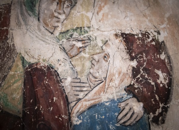 Woman, fresco, Blaubeuren Abbey, Swabian Jura, Baden-Württemberg, Germany