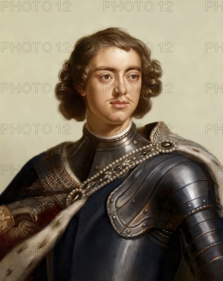 Portrait of Peter the Great, Peter I or Pyotr Alexeyevich Romanov, 1672-1725, Emperor of the Russian Empire, digitally optimized
