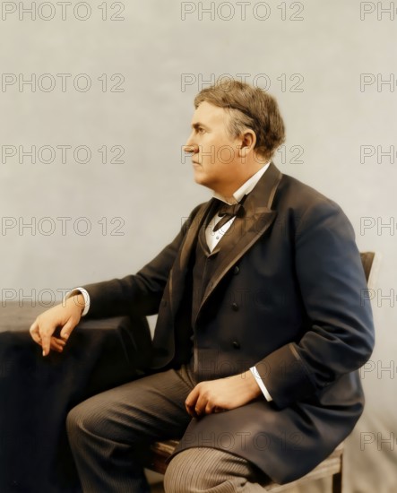 Thomas Alva Edison, 1847 - 1931, American inventor, digitally edited according to a photography, 1892