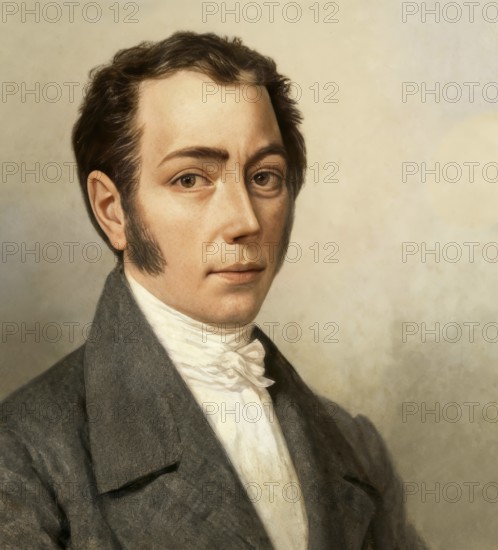 Portrait of Joseph Ritter von Fraunhofer, 1787 – 1826, German physicist and optical lens manufacturer, digitally edited