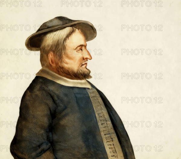 Portrait of Bernhard Krechting, German leader of the Münster Anabaptists, digitally edited