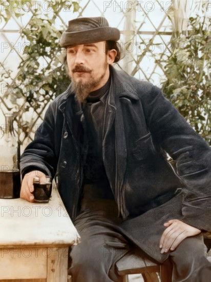 Erik Satie, 1866 – 1925, a French composer and pianist, portrait digitally edited according to a photography, late 1890s