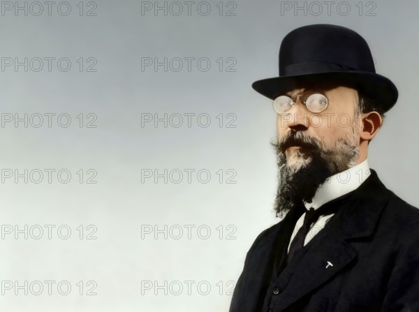 Erik Satie, 1866 – 1925, a French composer and pianist, portrait digitally edited according to a photography, 1909