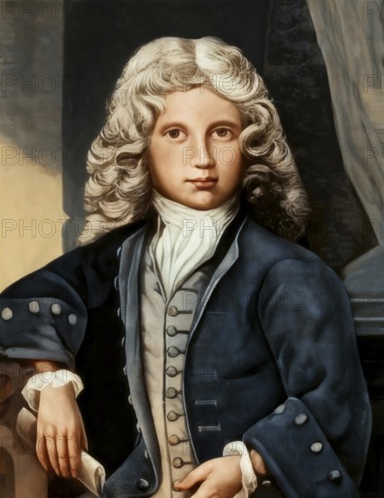 Wolfgang Amadeus Mozart at the age of 11, 1756 – 1791, composer of classical music, First Viennese School, digitally edited ater Smissen