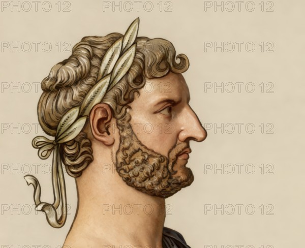 Hadrian or Publius Aelius Hadrianus Augustus, 76 - 138, Roman emperor, digitally edited