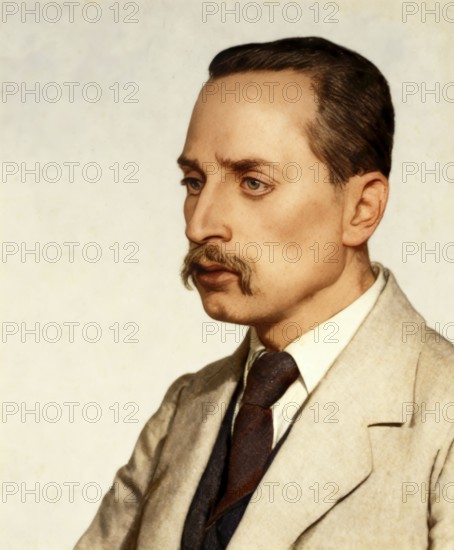 Portrait of Rainer Maria Rilke, 1875 – 1926, Austrian poet and novelist, based on a sketch by Emil Orlik, digitally edited