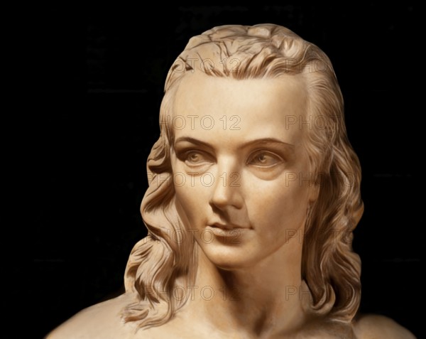 Portrait of Georg Philipp Friedrich Freiherr von Hardenberg, pseudonym and pen name Novalis, 1772 - 1801, German poet of Early German Romanticism, digitally edited after a bust at his grave