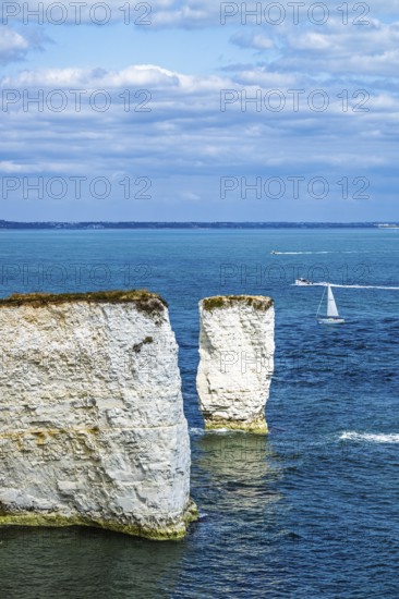 White Cliffs of Old Harry Rocks Jurassic Coast, Handfast Point, Dorset, UK
