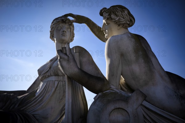 Statue of charming nymphs, Rosensteinpark, Stuttgart, Baden-Württemberg, Germany