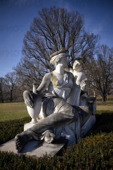 Statue of charming nymphs, Rosensteinpark, Stuttgart, Baden-Württemberg, Germany