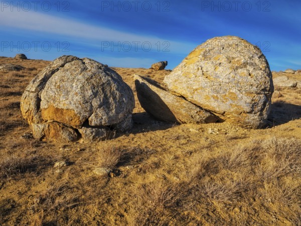The large spherolites (concretions) at Torysh, with over 500–600 spheres of various sizes covering approximately 2–3 km² of terrain in the Valley of Balls, Mangystau region, Kazakhstan, Central Asia