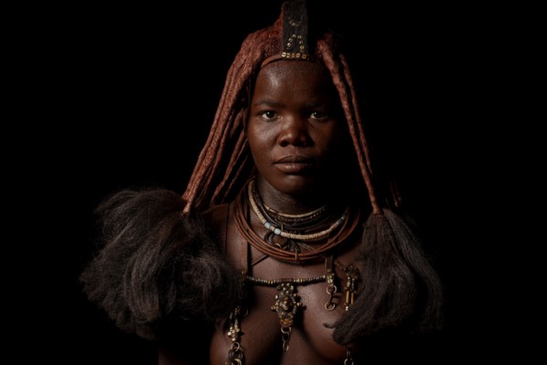 Portrait of an Ovahimba or Himba woman with traditional hairstyle, Kaokoland, Kunene Region, Namibia