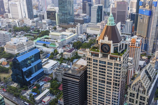 Over the rooftops of Bangkok, view from the Moon Bar on the roof terrace of the Banyan Tree Hotel, Sathon, Bangkok, Thailand's metropolis, Thailand