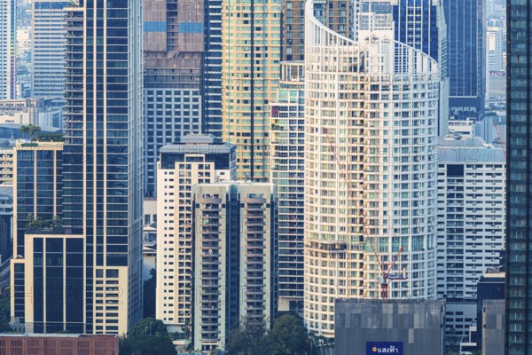 Skyscraper facades in Bangkok, view from the Moon Bar on the roof terrace of the Banyan Tree Hotel, Sathon, Bangkok, Thailand's metropolis, Thailand