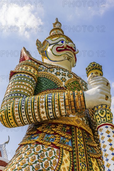 Mystical figure Yaksha as temple guard, Wat Arun Buddhist temple, Bangkok, Thailand's metropolis, Thailand