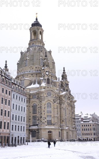 Church of Our Lady Dresden with snow, winter, Saxony, Germany