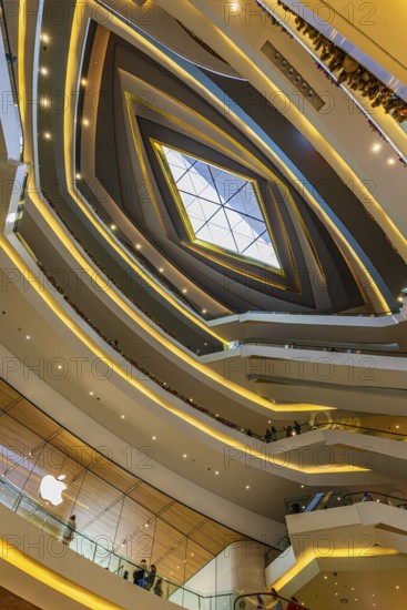 Skylight and various floors connected by escalators in Iconsiam Shopping Center, Bangkok, Thailand's metropolis, Thailand