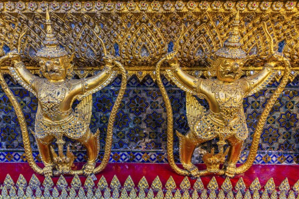 The Grand Royal Palace, Wat Phra Kaeo Buddhist Temple, guarded by Yakshas, Phra Nakhon, Bangkok, Thailand's metropolis, Thailand