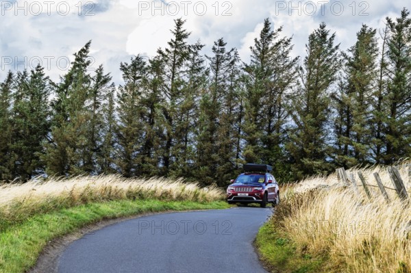 4x4 car trip with roof tent on the Scottish wilderness, Scotland, United Kingdom