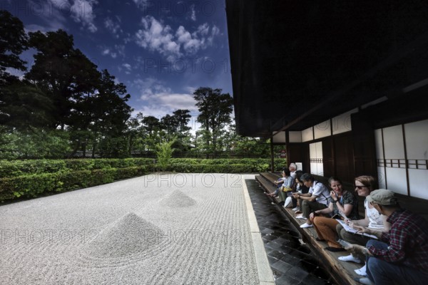 Zen garden of the Daisen-in Temple in Kyoto, perfectly arranged gravel structures, Kyoto, Japan
