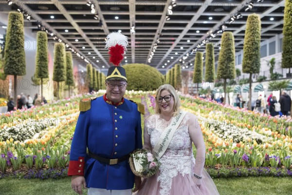 The asparagus grenadier and the asparagus princess from Walbeck in the flower hall at the Green Week at the exhibition center in Berlin on 16.01.2026. The Agricultural and Food Industry Fair will take place from January 16-25, 2026