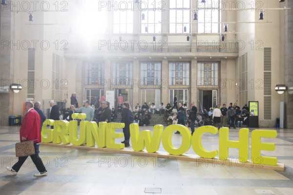 Sign in the entrance hall at the Green Week at the exhibition center in Berlin on 16.01.2026. The Agricultural and Food Industry Fair will take place from January 16-25, 2026