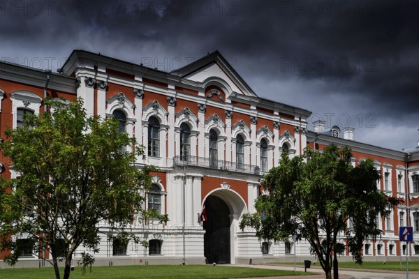Jelgava castle facing impending storm clouds, Jelgava, Latvia