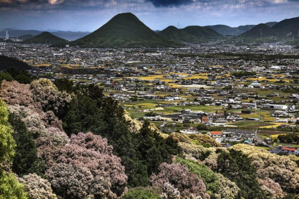 Far-reaching views of Kotohira and surrounding mountains, Kotohira, Japan