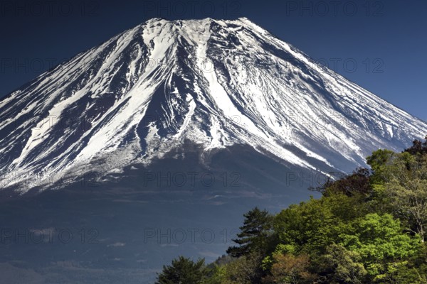 Majestic Mount Fuji overlooking Lake Motosu-ko, Motosu-ko, Yamanashi, Japan