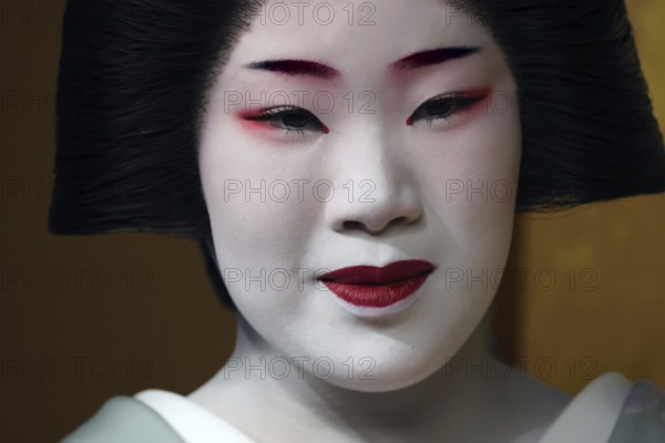 Close-up of a geisha in the Nishi Chaya tea house district in Kanazawa, Kanazawa, Ishikawa, Japan