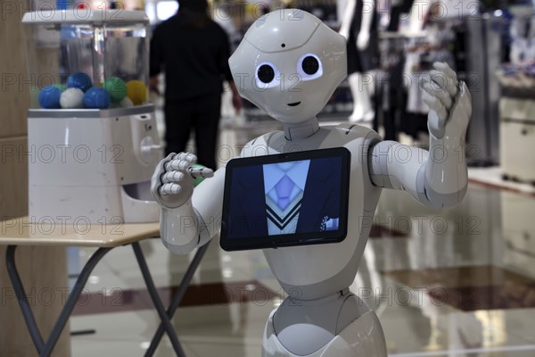 Robot in a department store in Beppu symbolizing technological innovation and interactive experiences, Beppu, Japan