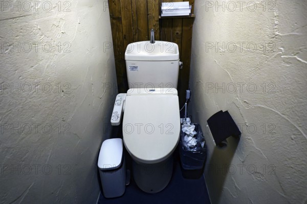 Compact toilet facility in a Japanese capsule hotel, Hakone, Kanagawa, Japan