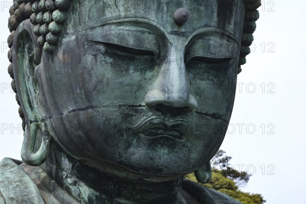 Close-up of the Big Buddha in Kotokuin Temple, Kamakura, Kamakura, Kanagawa, Japan