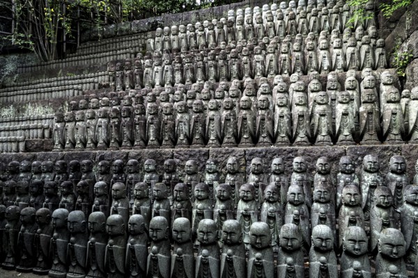 Rows of jizo figures at Hase-dera Temple in Kamakura, Kamakura, Japan